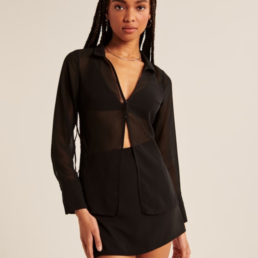 Long sleeve sheer top